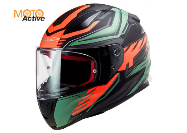 Мотошлем LS2 FF353 Rapid Gale, черно-красно-зеленый матовый